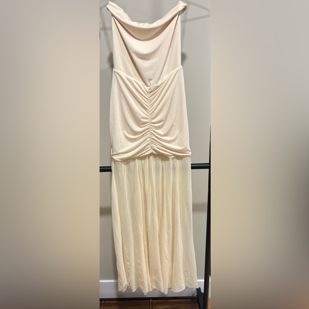 Meshki Slinky And Mesh Maxi Dress - Ivory - Picture 5 of 5